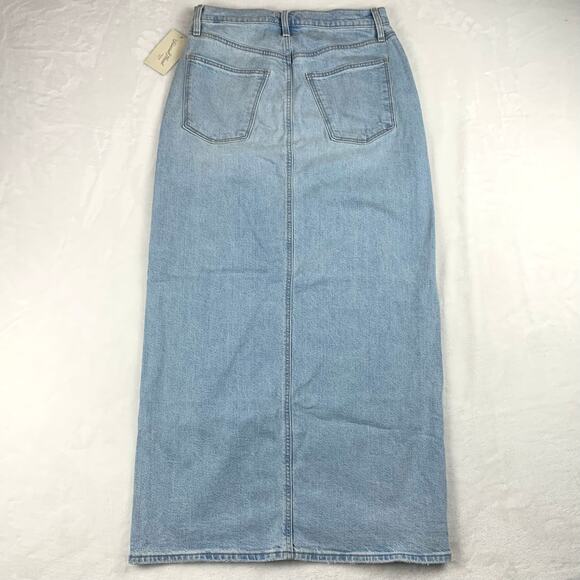 NWT Universal Thread Denim Maxi Skirt sz 6 Light Wash 28" Waist Front Slit Jean - Picture 3 of 11